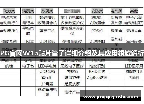 PG官网W1p贴片管子详细介绍及其应用领域解析